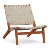 TEAK LOUNGE CHAIR NATURAL COLOR GREY LEATHER