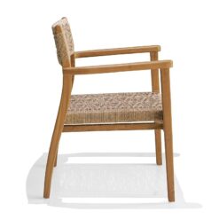 solid teak wood woven dining chair natural color