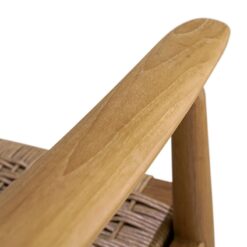 wooden teak accent chair with woven seater and backrest