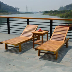 outdoor sun lounger teak wood natural color