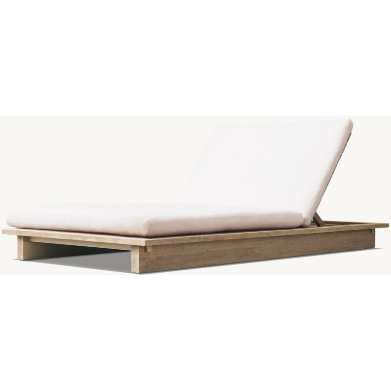 teak wood sun lounger rustic with cushion glasgow