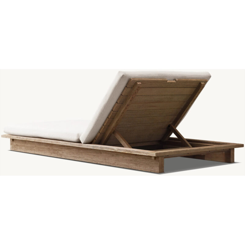 teak wood sun lounger rustic with cushion glasgow