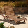 outdoor teak wood sun lounger brown natural color