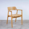 teak wood dining chair with woven seater natural color