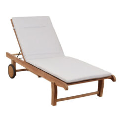 solid teak wood sun lounger with small wheels maldives