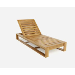wooden outdoor teak sun lounger clean color cushion