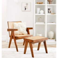 solid teak wood arm chair with legrest