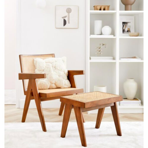 solid teak wood arm chair with legrest