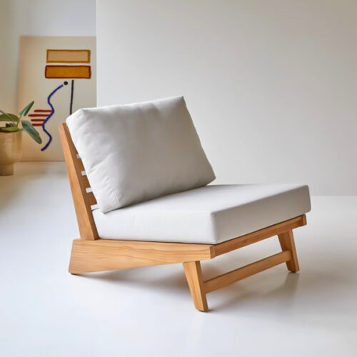 wooden deep indoor sofa white cushion color