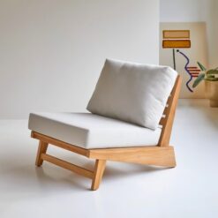wooden deep indoor sofa white cushion color