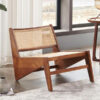 teak wooden chair brown color with rattan