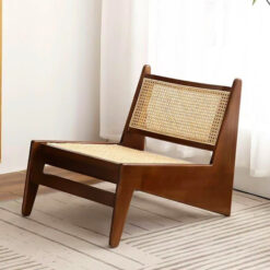 teak wooden chair brown color with rattan