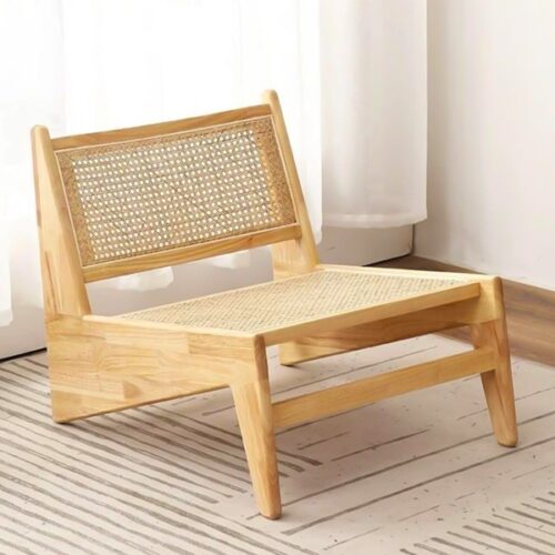 solid teak wood indoor accent chair with rattan