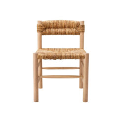 wooden dining chair with woven rope