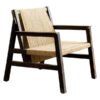 wooden arm chair black color with woven rope