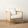 Teak Club Chair with Rattan Natural color style for Resort