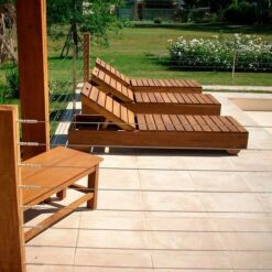 wooden teak deep sun lounger without cushion