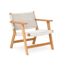 Teak Wooden Accent Chair with Woven Rope