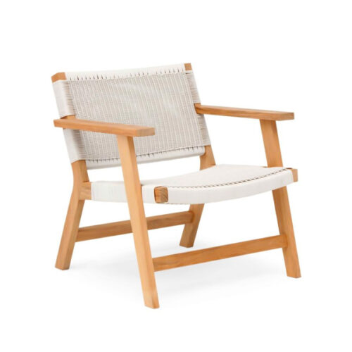 Teak Wooden Accent Chair with Woven Rope
