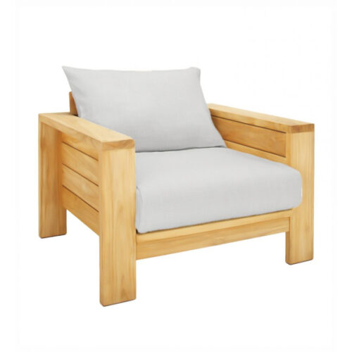 Teak Wooden Sofa with White Cushion Rome