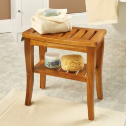 Teak shower stools bench with slats for Bathroom Furniture wood