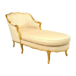 Solid Teak Wood Chaise Gold Color Frame