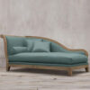 Solid Mahogany Wood Chaise Cushion Blue Turqoise