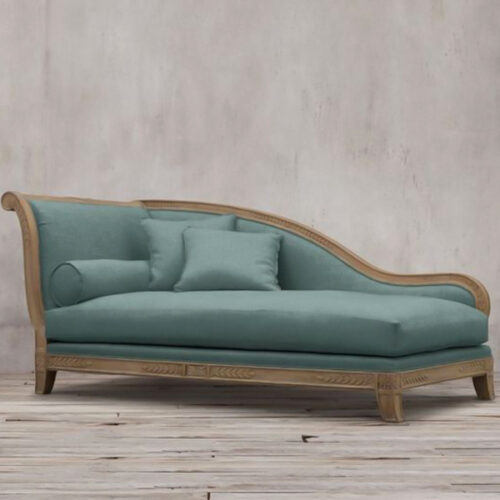 Solid Teak Wood Chaise Cushion Blue Turqoise