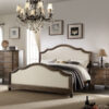 Wooden Beds French Style Dark Frame Upholstered Headboard