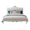 Solid Wooden Beds White Color with Tufted Headboard