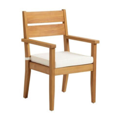 Wooden Outdoor Arm Chair with White Cushion