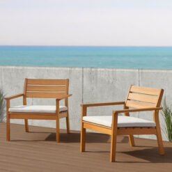 Teak Arm Chair with Cushion Natural Color