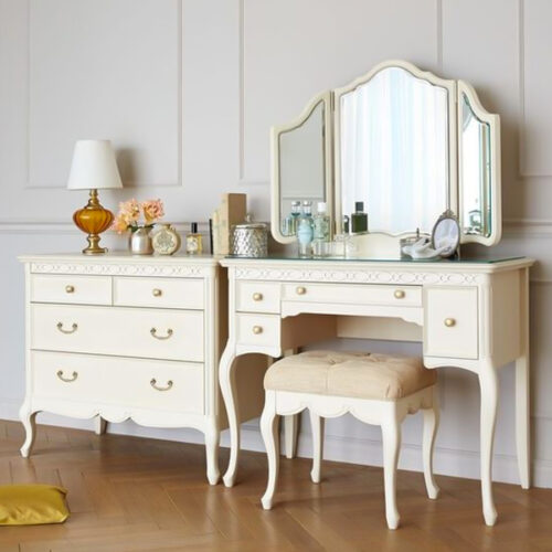 Wooden Classic Dressing Table with Mirror