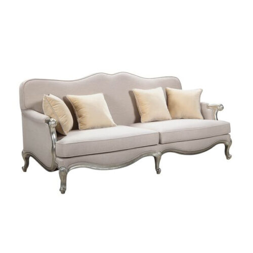 Made By Teak Wood Classic Sofa 2 Seater Silver Frame
