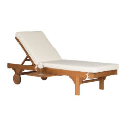 Wooden Sun Loungers Brown Color with White Cushion