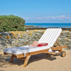 Cozy Teak Sun Lounger Cushion White Color