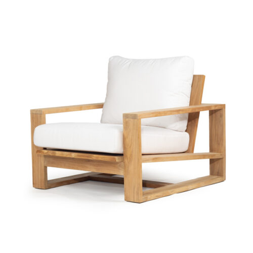 Teak Wood Modern Sofa with White Cushion
