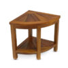 Teak Wood Corner Shower Bench With Shelves