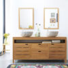 Wooden Teak Bath Vanity with Drawers and Shelves