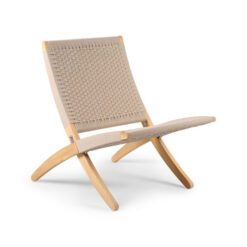 Solid Teak Wood Folding Chair with Woven Seater