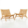 Teak  Wood Patio Chair with Rattan Woven Seater
