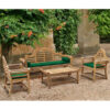 Outdoor Teak Sofa Set with Green Cushion