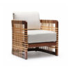 Teak Accent Chair with Rope and White Cushion
