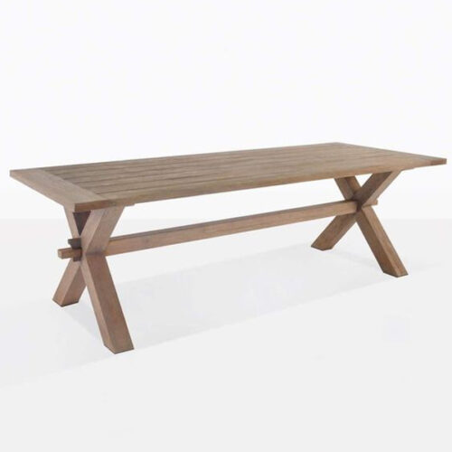 Wooden Teak X-Leg Dining Table Fine Sanded