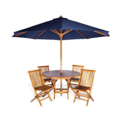 Solid Teak Wood Outdoor Dining Table Set with Umbrella
