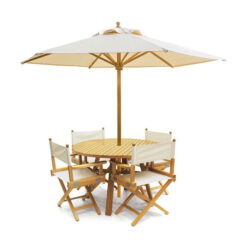 Solid Teak Wood Outdoor Dining Table Set with Umbrella