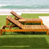 Teak Sun Loungers with Wooden Slatted Models Fine Sanded