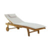 Outdoor Teak Sun Lounger with White Cushion and Small Pillow Outdoor Teak Sun Lounger with White Cushion and Small Pillow