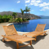 Curio Bay Teak Sun Lounger with Small Wheels Natural Color
