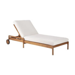 Wooden Teak Sun Lounger Fine Sanded with Cushion
